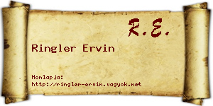 Ringler Ervin névjegykártya
